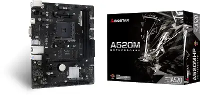 Материнская плата Biostar A520MHP Soc-AM4 AMD A520 2xDDR4 mATX AC`97 8ch(7.1) GbLAN RAID+VGA+HDMI