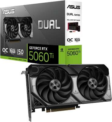 Видеокарта ASUS RTX5060Ti DUAL OC 16GB GDDR7 128bit 3xDP HDMI 2FAN RTL [DUAL-RTX5060TI-O16G]
