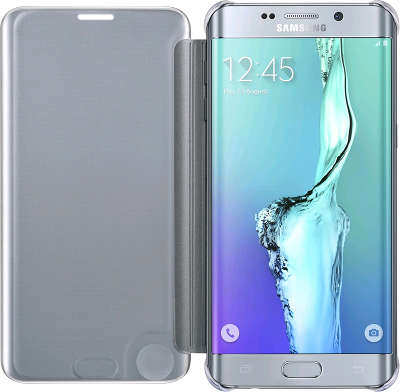 Чехол-книжка Samsung для Samsung Galaxy S6 Edge Plus Clear View Cover, серебристый (EF-ZG928CSEGRU)