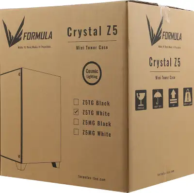Корпус Formula Crystal Z5 TG белый без БП mATX 11x120mm 2xUSB2.0 1xUSB3.0 audio bott PSU