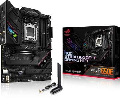 ASUS ROG STRIX B650E-F (Socket AM5, ATX, 4xDDR5(128GB), DP/HDMI, 1xPCIe 5.0x16/1xPCIe 4.0x16, 2xPCIe 4.0, 1xLAN (2.5GbE), Wi-Fi 6E, BT, 4xSATA 6Gb/s, 3xM.2, 2xType-C, 6xUSB 3.2, 4xUSB 2.0)