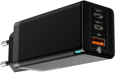 Зарядное устройство Baseus GaN Quick Travel Charger 65W, 2xUSB-C/USB, Black [CCGAN-B01]