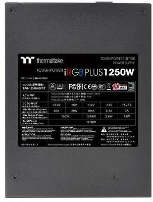 Блок питания Thermaltake Toughpower iRGB PLUS 1250W Titanium /1250W/Fully Modular/Riing Duo/Full Range/Digital/80 Plus Titanium/EU/106% JP CAP/All Flat Cables