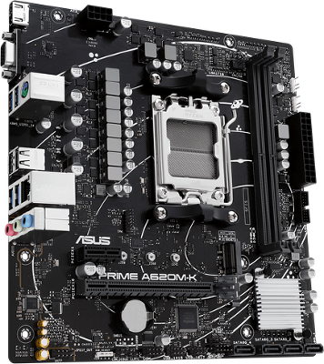 Материнская плата ASUS PRIME A620M-K, AM5, A620, 2*DDR5, 4*SATA, 1*M.2, 4*USB 3.2, 2*USB 2.0, 2*PCIx16, 1*PCIx1, VGA+HDMI, mATX; 90MB1F40-M0EAY0