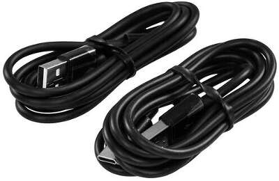 Автомобильное зарядное устройство USB-A c кабелями Lightning и USB-C. Цвет: черный