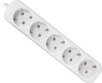 Удлинитель с заземлением Defender E550 5.0 м, 5 розеток (пакет)