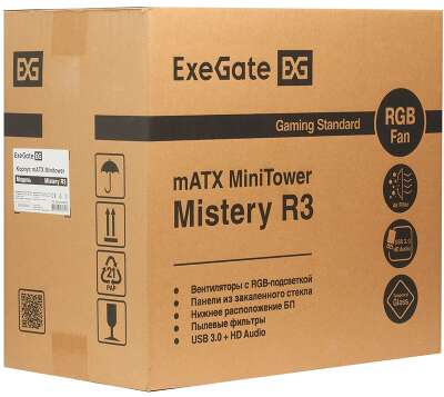 Корпус ExeGate Mistery R3, черный, mATX, без БП (EX294383RUS)