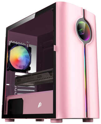 Корпус 1STPLAYER INFINITE SPACE IS3, розовый, mATX, Без БП (IS3-PK-1F2-W)