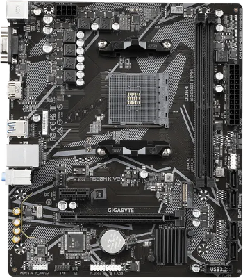 Материнская плата GIGABYTE A520M DS3H V2, AM4, A520, 4*DDR4, 4*SATA, 1*M.2, 4*USB 3.2, 2*USB 2.0, 1*PCIx16, 1*PCIx1, DP+HDMI, mATX