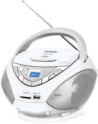 Аудиомагнитола BBK BX108U белый/серый 4Вт/CD/CDRW/MP3/FM(an)/USB/SD