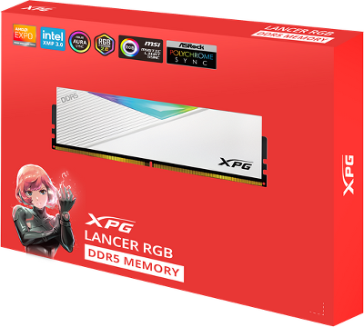 Оперативная память ADATA LANCER RGB DDR5 DIMM 32GB 6000MHz 2*16GB 30-40-40 1.35V WHITE DUAL COLOR BOX