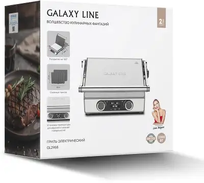 Электрогриль Galaxy Line GL2988 2200Вт серебристый