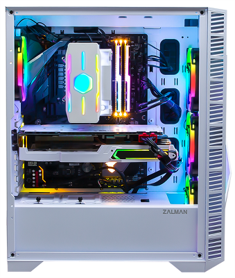 корпус ZALMAN Z3 ICEBERG, ATX, WHITE, WINDOW, 5x3.5", 1x2.5", 1xUSB2.0, 2xUSB3.0, FRONT 1x120mm ARGB, REAR 1x120mm ARGB
