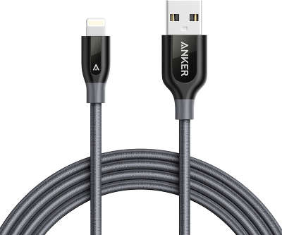 Кабель Anker PowerLine+ USB to Lightning Cable, 1.8 м, кевлар, серый [A8122HA1]