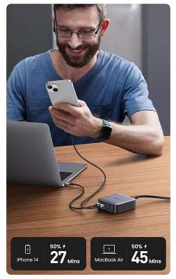 Зарядное устройство UGREEN CD327 (90747) Nexode 65W 2*USB-A+2*USB-C Desktop Fast Charger EU. Цвет: серый