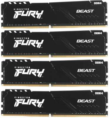 Модуль памяти Kingston 64GB Kingston DDR4 3600 DIMM FURY Beast Black Gaming Memory KF436C18BBK4/64 Non-ECC, CL18, 1.35V, KF436C18BBK4/64 2Gx8 (Kit of 4), RTL