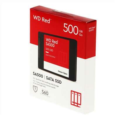 Твердотельный накопитель SSD WD Red SA500 WDS500G1R0A 500GB 2.5" Client SATA 6Gb/s, 560/530, IOPS 95/85K, MTBF 2M, 3D TLC, 350TBW, NAS, Retail (872346)