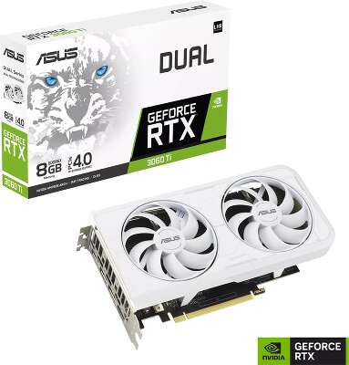 Видеокарта ASUS NVIDIA nVidia GeForce RTX 3060Ti DUAL-RTX3060TI-O8GD6X-WHITE 8Gb DDR6X PCI-E HDMI, 3DP