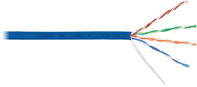 Кабель NIKOMAX U/UTP 4 пары, Кат.5e (Класс D), тест по ISO/IEC, 100МГц, одножильный, BC (чистая медь), 24AWG (0,52мм), полимерный материал нг(А)-HF, внутренний, зеленый, 305м - гарантия: 15 лет / 25 лет системная