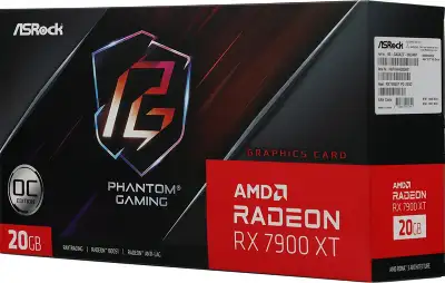 Видеокарта Asrock PCI-E 4.0 RX7900XT PG 20GO AMD Radeon RX 7900XT 20Gb 320bit GDDR6 2075/20000 HDMIx1 DPx3 HDCP Ret