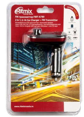 Автомобильный FM-модулятор Ritmix FMT-A780 черный SD USB (15118201)