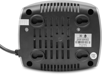 Стабилизатор POWERMAN AVS 500C, ступенчатый регулятор, 500ВА/280Вт, 150-280В, максимальный входной ток 4А, 2 евророзетки, IP-20, напольный, 151мм х 126мм х 123мм, 1.4 кг./ Stabilizer POWERMAN AVS 500C, step-type regulator, 500 VA / 280W, 150-280V, maximum