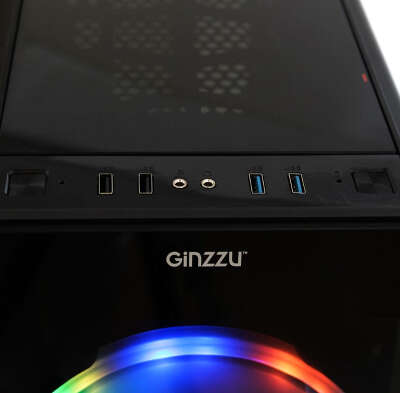 Корпус Ginzzu ML500 FAN 20 CM RGB USB3.0 T.Glass