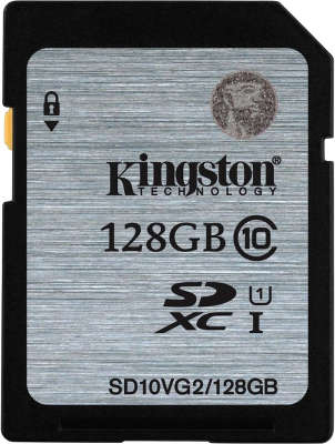 Карта памяти 128 Гб SDXC Kingston Class 10 UHS-I [SD10VG2/128GB]