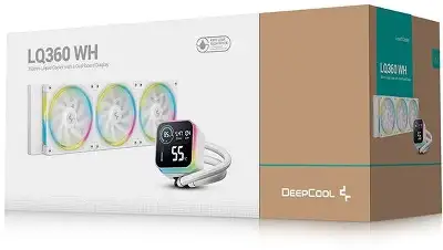 Система водяного охлаждения Deepcool LQ360 Wh ARGB Soc-AM5/AM4/1200/1700/1851 белый 4-pin 32dB Al LCD 350W 1840gr Ret (R-LQ360-WHDSMC-G-1)