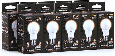 Лампа светодиодная Gauss A60 12Вт цок.:E27 шар 220B св.свеч.бел.теп. A60 (упак.:10шт) (102502112)