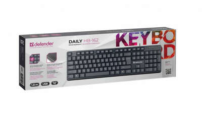 Клавиатура проводная DEFENDER Daily HB-162 RU black (USB, 104 клавиши) (45162)