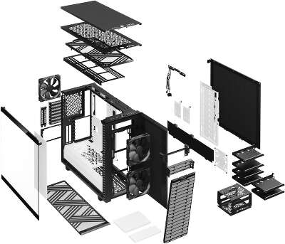 Корпус Fractal Design Define 7 Clear Tempered Glass, черный/белый, E-ATX, Без БП (FD-C-DEF7A-05)