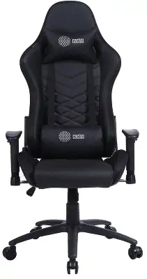 Кресло игровое Cactus CS-CHR-0099BL с RGB подсветкой черный экокожа с подголов. крестов. сталь