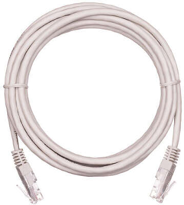 Коммутационный шнур NETLAN U/UTP 4 пары, Кат.5е (Класс D), 100МГц, 2хRJ45/8P8C, T568B, заливной, многожильный, BC (чистая медь), PVC нг(B), серый, 3м, уп-ка 10шт.