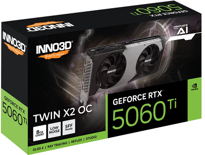 Видеокарта INNO3D RTX 5060 Ti Twin X2 OC//RTX5060Ti, HDMI, DP*3, 8G,D7