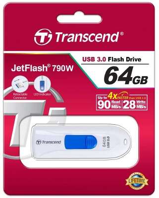 Transcend USB Drive 64Gb JetFlash 790 TS64GJF790W {USB 3.0}