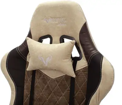 Кресло игровое Zombie VIKING 7 KNIGHT Fabric коричневый/бежевый ткань/эко.кожа с подголов. крестов. металл
