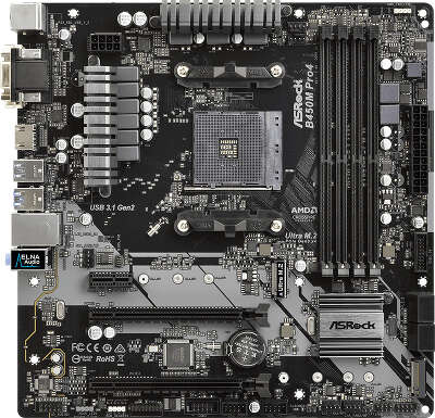 Материнская плата microATX LGAAM4 ASRock B450M Pro4