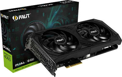 Видеокарта Palit nVidia GeForce RTX 4060 PA-RTX4060 DUAL 8Gb DDR6 PCI-E HDMI, 3DP