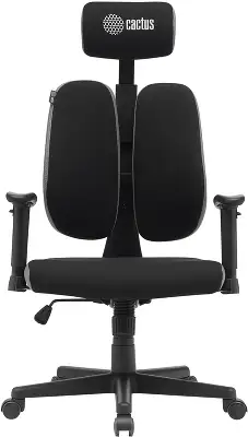 Кресло Cactus CS-CHR-MC03-BKGY черный/серый с подголов. крестов. пластик пластик черный