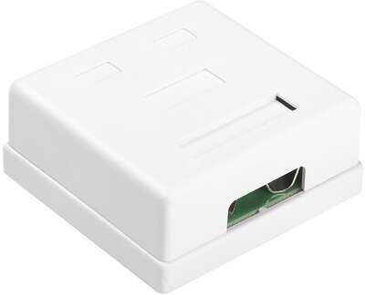 Розетка компьютерная Hyperline SB1-2-8P8C-C6-SH-WH  RJ-45(8P8C), кат 6, экранированная, двойная, внешняя, Dual IDC