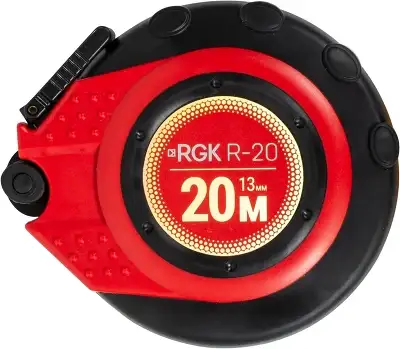 Рулетка строительная RGK R20 дл.полотна 20м изм.шкала в см зацеп простой красный/черный (755894)
