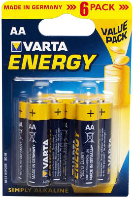 Комплект элементов питания AA VARTA ENERGY (6 шт в блистере)