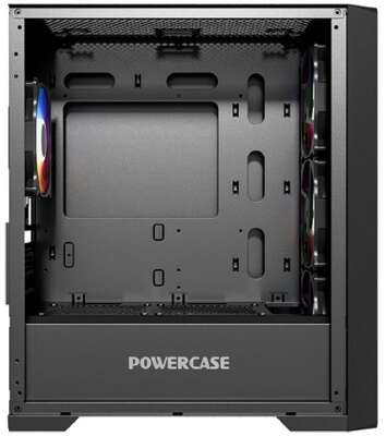 Powercase ByteFlow Micro Black, Tempered Glass, 4х 120mm ARGB fans, ARGB HUB, чёрный, mATX  (CAMBFB-A4)