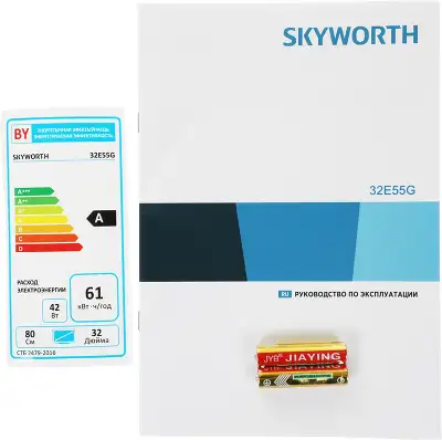 Телевизор LED Skyworth 32" 32E55G Google TV Frameless черный/черный HD 60Hz DVB-T DVB-T2 DVB-C DVB-S DVB-S2 USB WiFi Smart TV