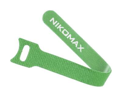 Стяжка-липучка NIKOMAX с мягкой пряжкой, 210х16мм, для пучков до 50мм, зеленая, уп-ка 10шт.