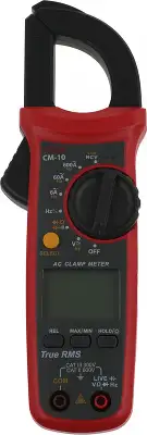 Клещи токоизмерительные RGK CM-10 цифр. измер.ток:переменный/постоянный красный/черный (776417)