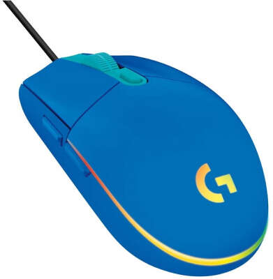Мышь проводная игровая Logitech G102 BLUE (USB, оптическая, 8000 dpi, 6but) (910-005810)