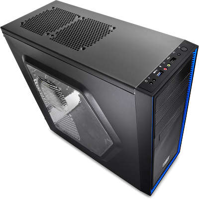 Корпус Deepcool TESSERACT SW Black , ATX, без БП, окно, 1x USB 3.0, 1x USB 2.0, 2x 12cm LED fan.