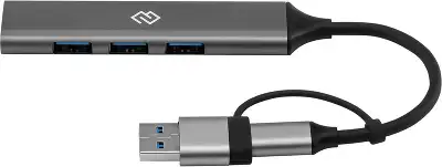 Разветвитель USB-C + USB-A Digma DHUB-4USB-AC-3.0 4порт. серебристый